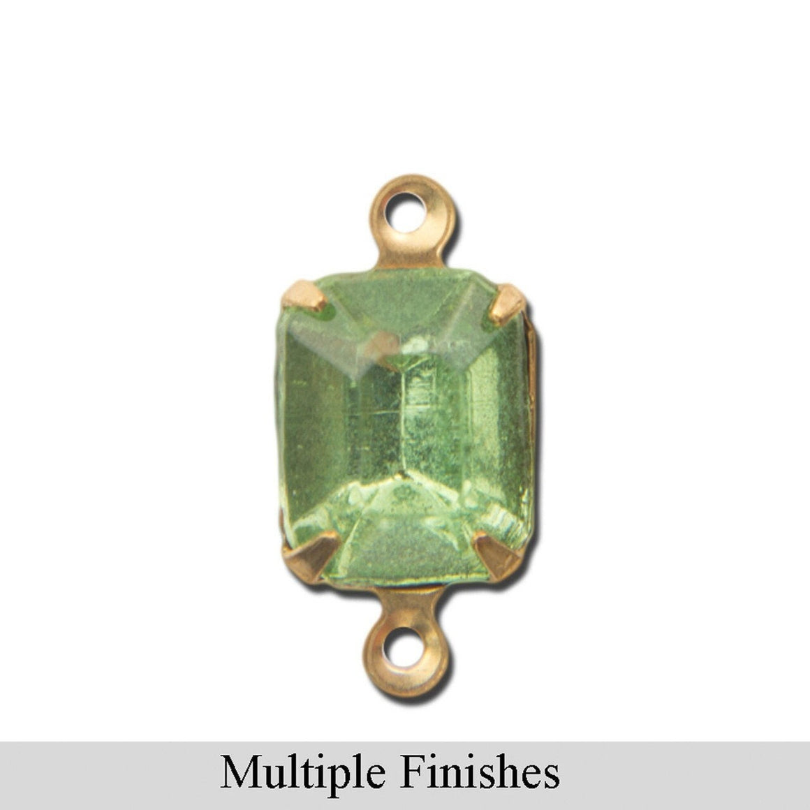 10x8mm Peridot Faceted Glass Octagon Stone in 2 Loop Setting