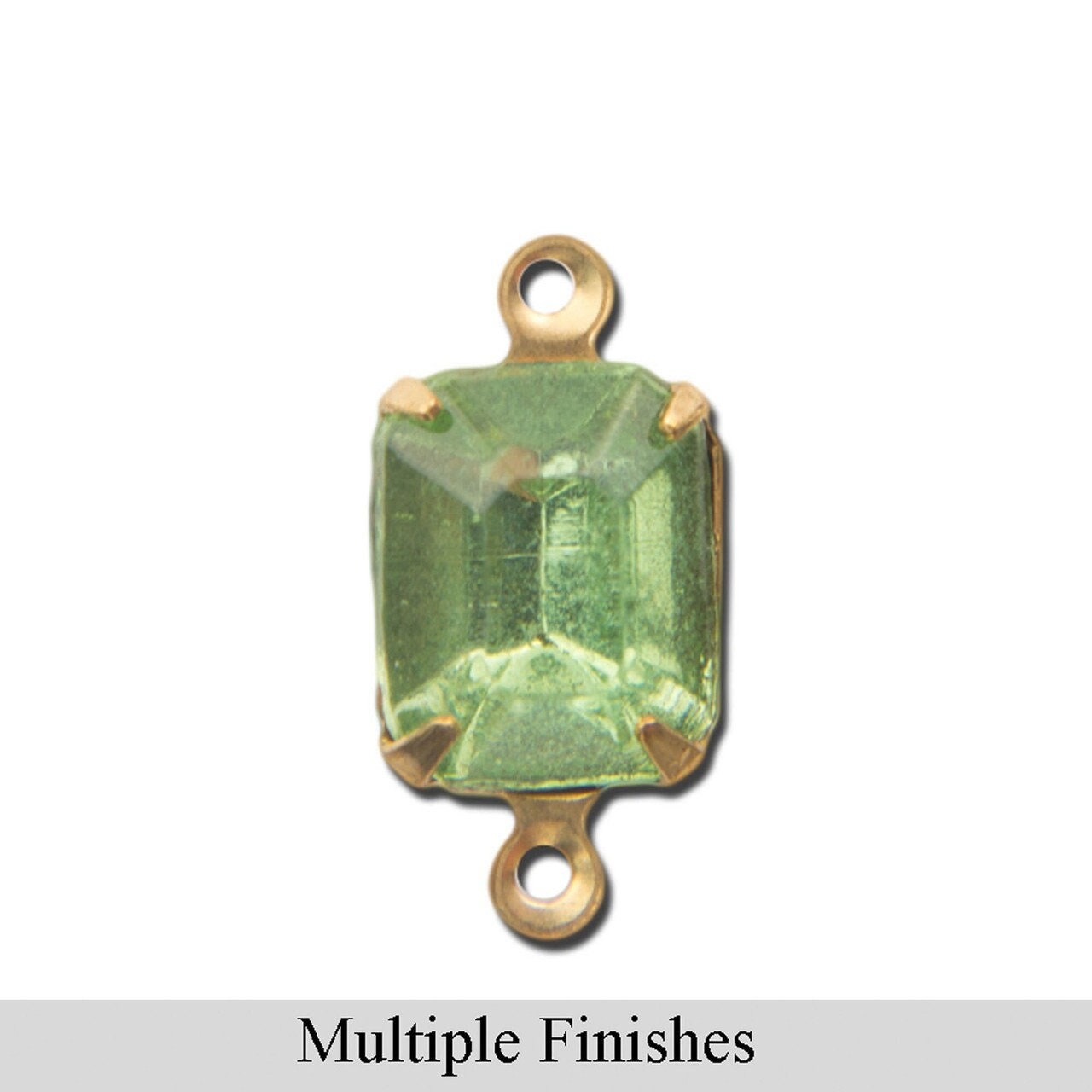 10x8mm Peridot Faceted Glass Octagon Stone in 2 Loop Setting