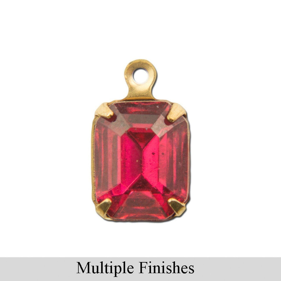 10x8mm Dark Rose Faceted Glass Octagon Stone in 1 Loop Setting