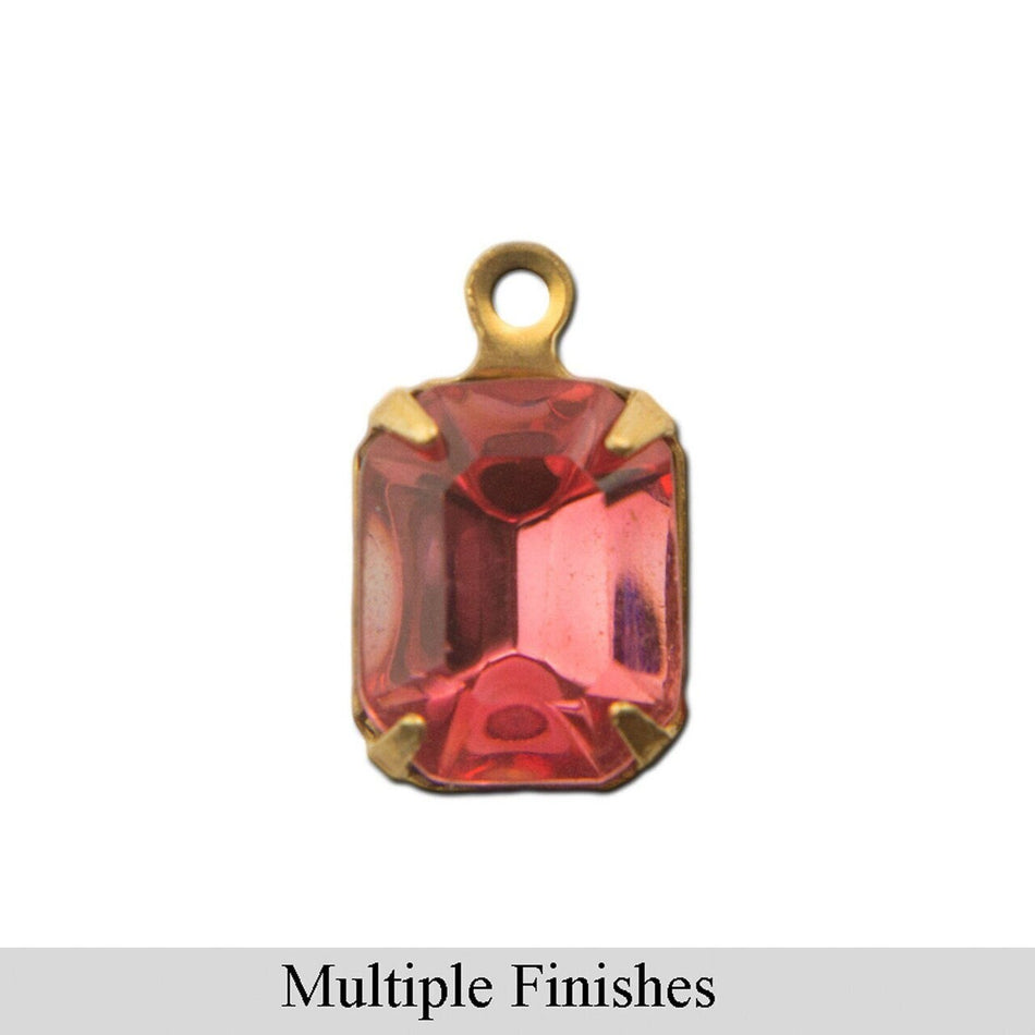 10x8mm Rose Faceted Glass Octagon Stone in 1 Loop Setting