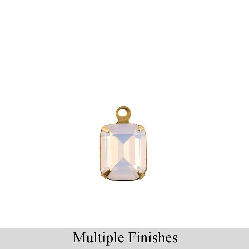 10x8mm Pink Opal Faceted Glass Octagon Stone in 1 Loop Setting
