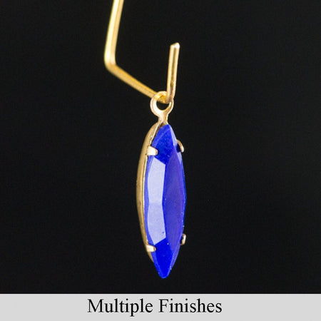 15x4mm Navy Faceted Glass Navette Stone in 1 Loop Setting