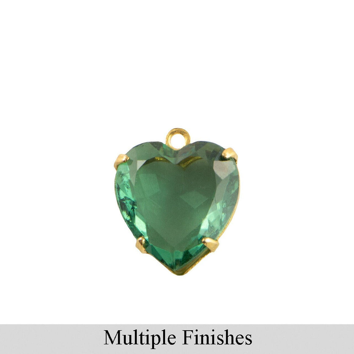 12mm Turmaline Faceted Glass Heart Stone in 1 Loop Open Back Setting (2)
