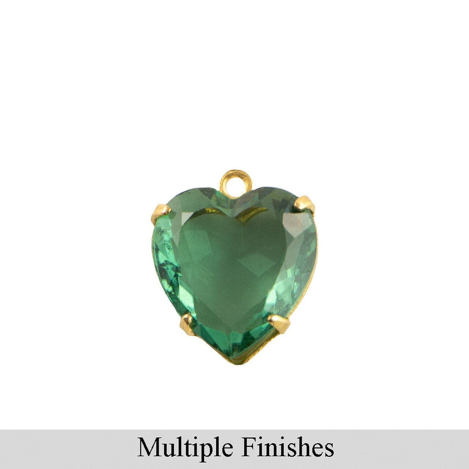 12mm Turmaline Faceted Glass Heart Stone in 1 Loop Open Back Setting (2)