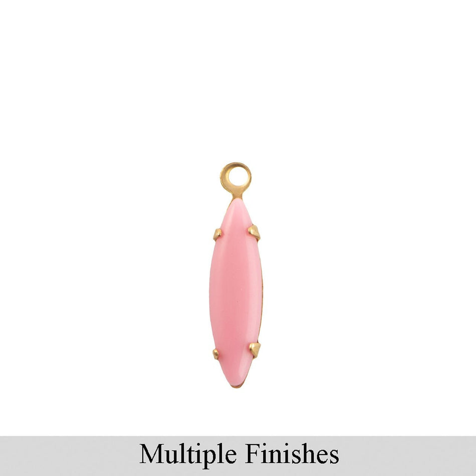 15x4mm Pink Glass Navette Stone in 1 Loop Setting