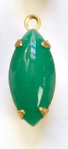 15x7mm Opaque Jade Glass Navette Stone in 1 Loop Setting