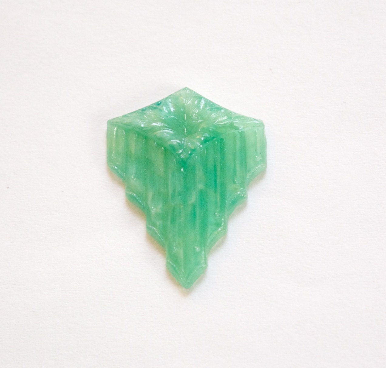 Green Green Glass Floral Deco Stone Cabochon cab341