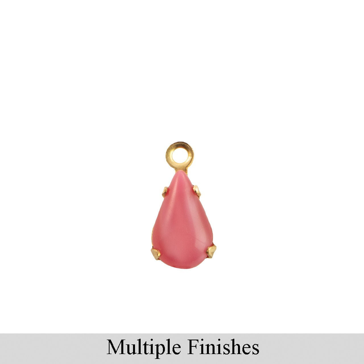 8x4mm Pink Moonglow Glass Teardrop Stone in 1 Loop Setting