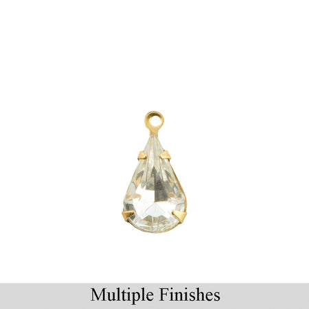 13x8mm Clear Faceted Glass Teardrop Stone in 1 Loop Setting