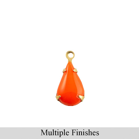 13x8mm Orange Glass Teardrop Stone in 1 Loop Setting