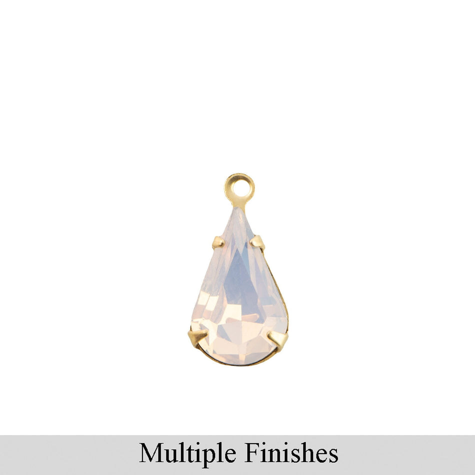 13x8mm Pink Opal Faceted Glass Teardrop Stone in 1 Loop Setting