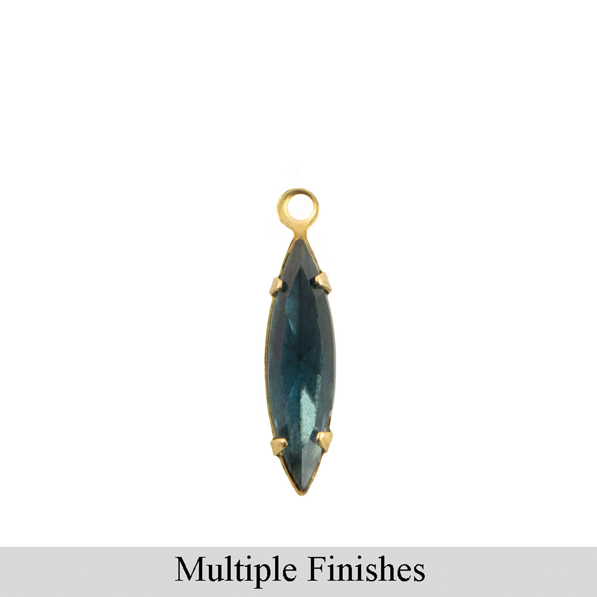 15x4mm Montana Blue Faceted Glass Navette Stone in 1 Loop Setting