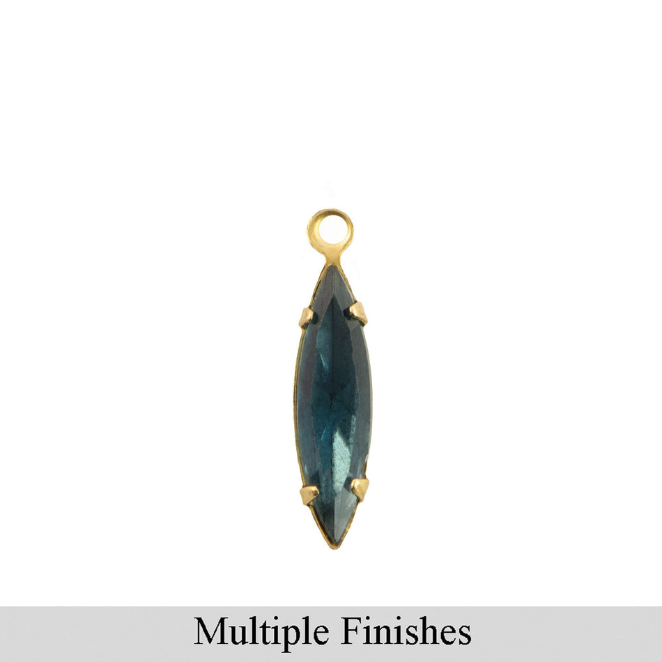 15x4mm Montana Blue Faceted Glass Navette Stone in 1 Loop Setting