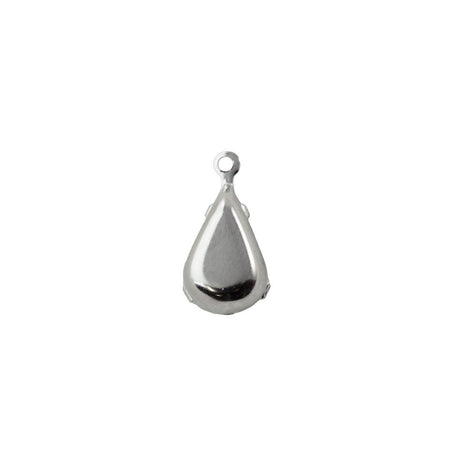 13x8mm Emerald Faceted Glass Teardrop Stone in 1 Loop Setting