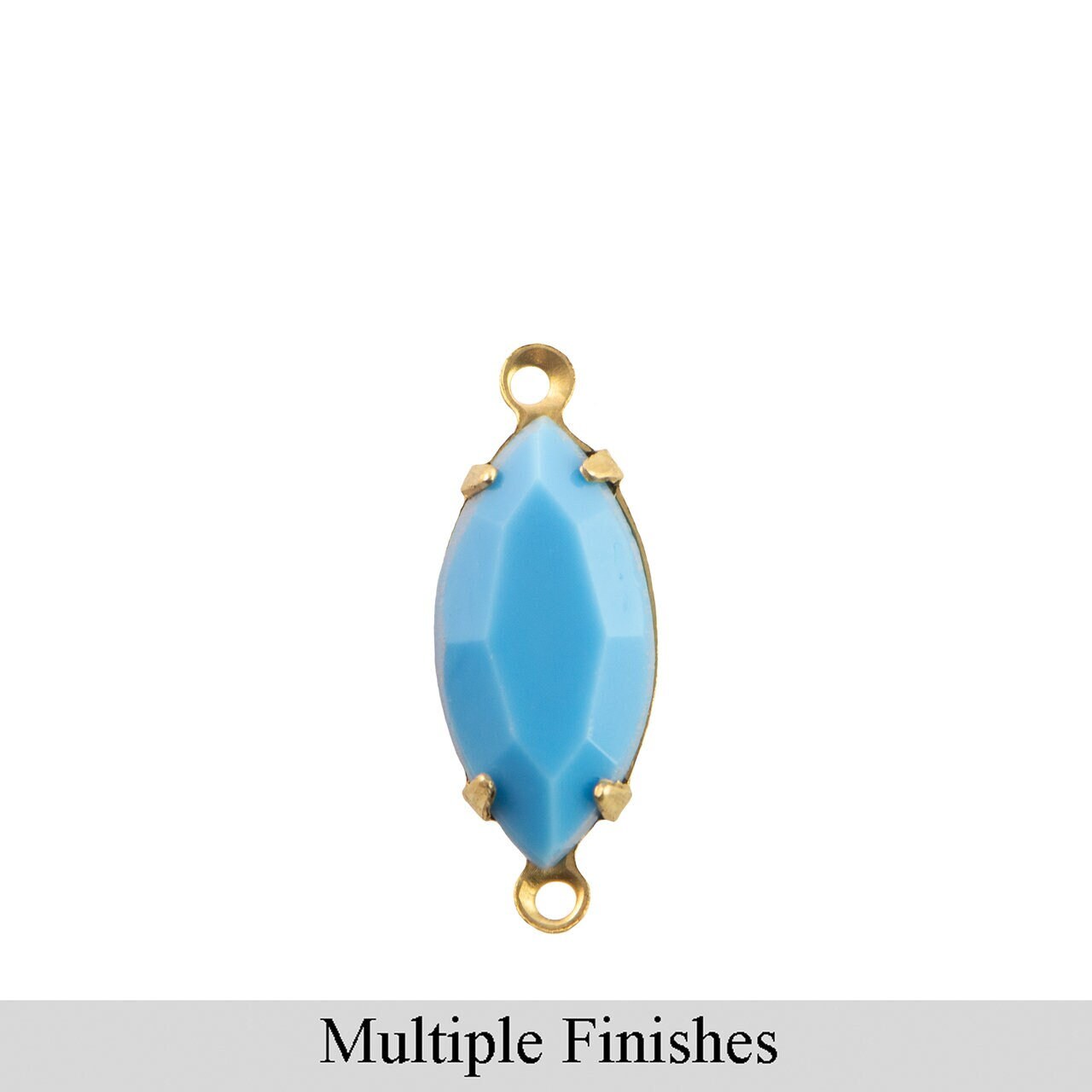 15x7mm Opaque Light Blue Faceted Glass Navette Stone in 2 Loop Setting