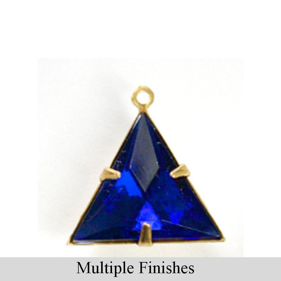 20mm Sapphire Faceted Acrylic Triangle Stone in 1 Loop Setting