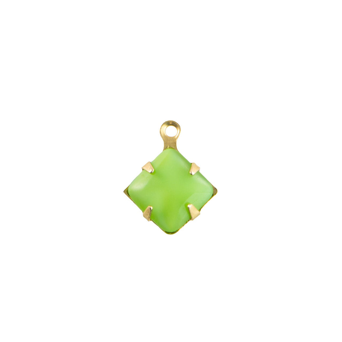 8mm Green Moonglow Glass Square Stone in 1 Loop Setting (6)