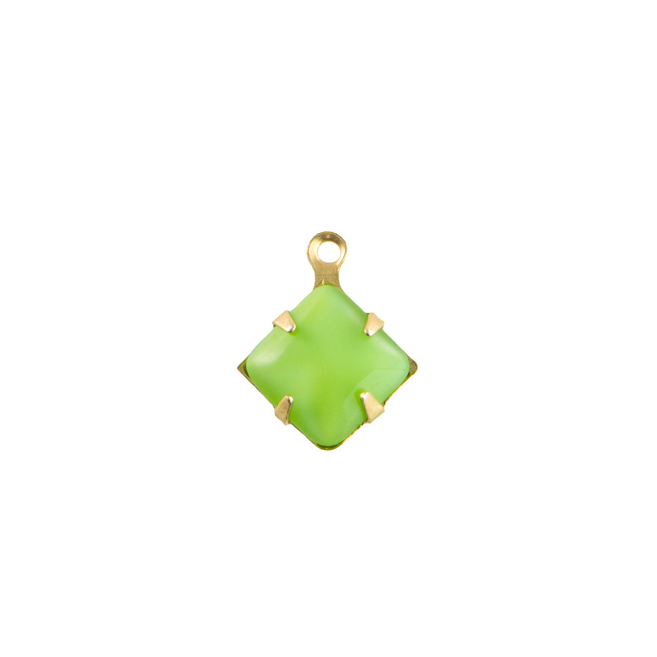 8mm Green Moonglow Glass Square Stone in 1 Loop Setting (6)