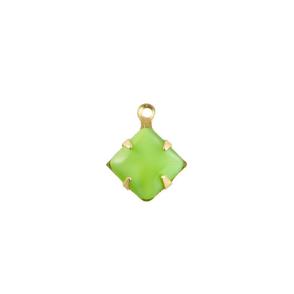 8mm Green Moonglow Glass Square Stone in 1 Loop Setting (6)