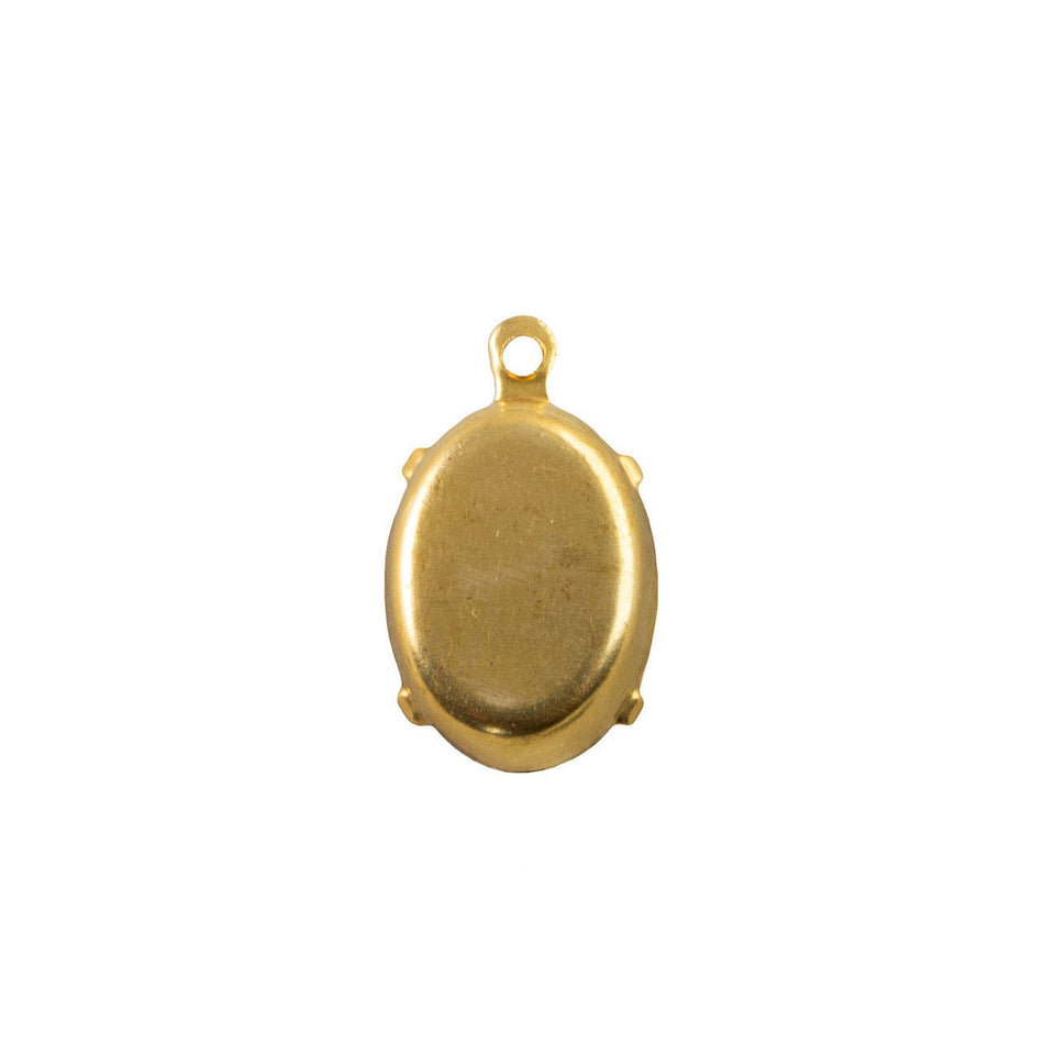16x11mm Opaque Yellow Glass Oval Stone in 1 Loop Setting