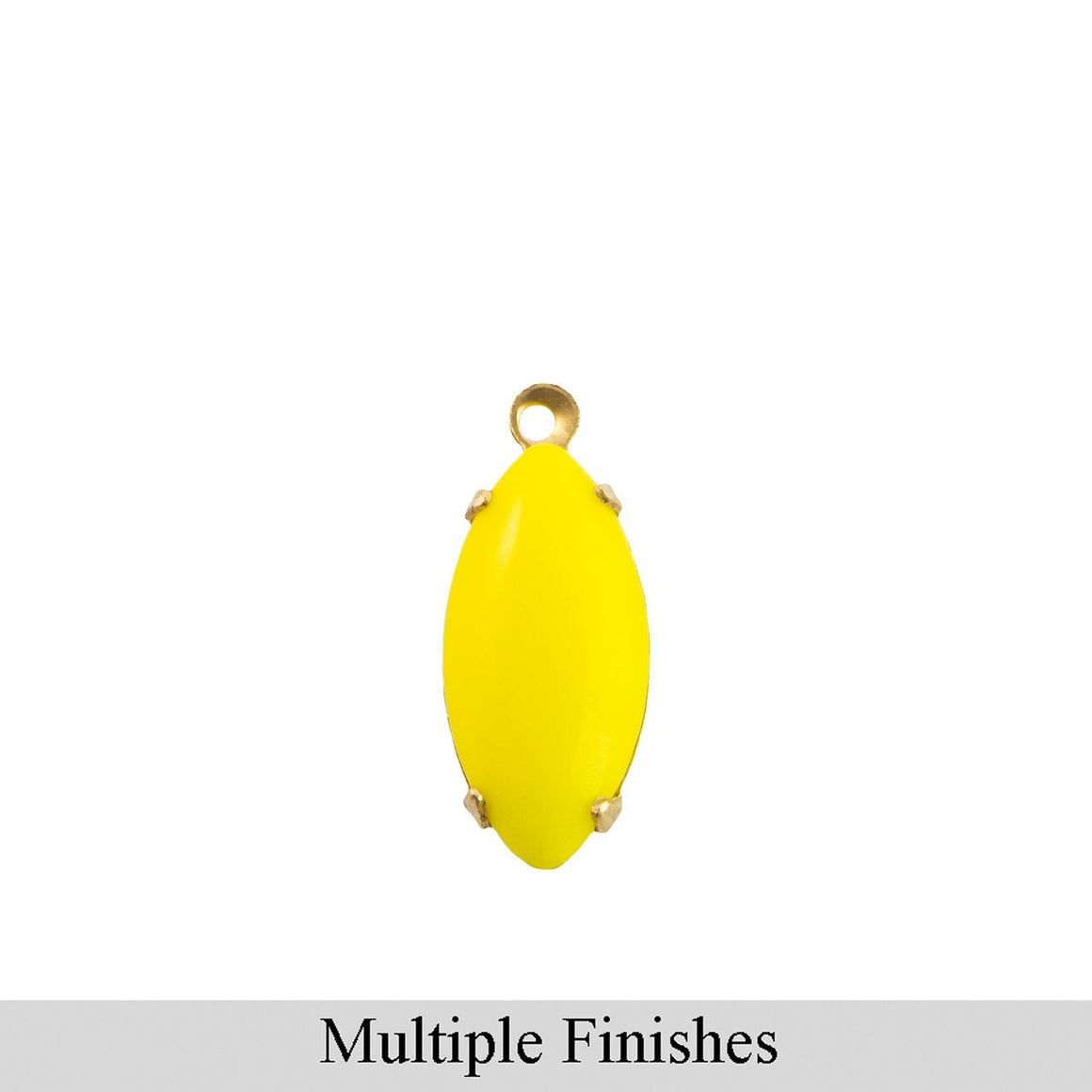 15x7mm Opaque Yellow Glass Navette Stone in 1 Loop Setting