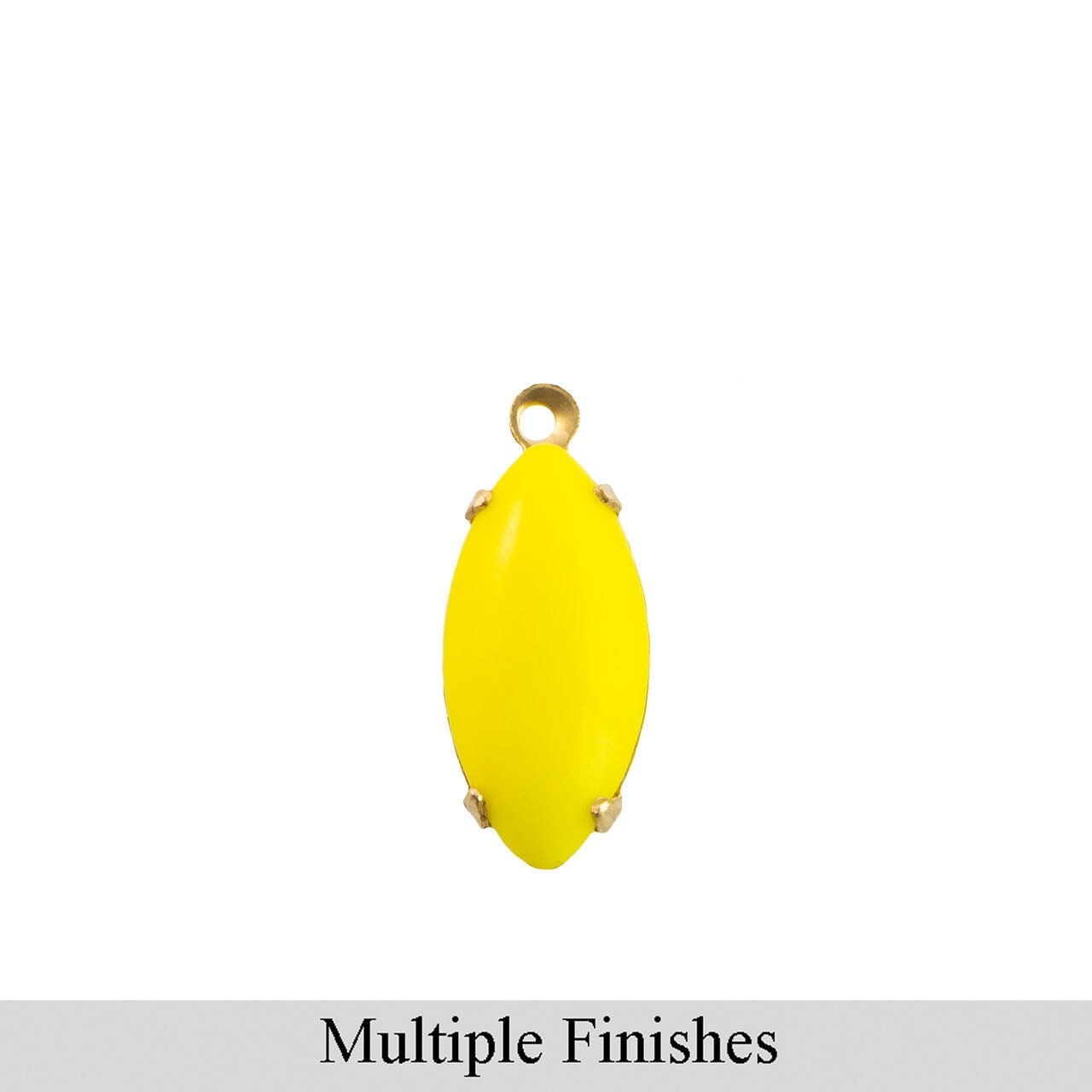 15x7mm Opaque Yellow Glass Navette Stone in 1 Loop Setting