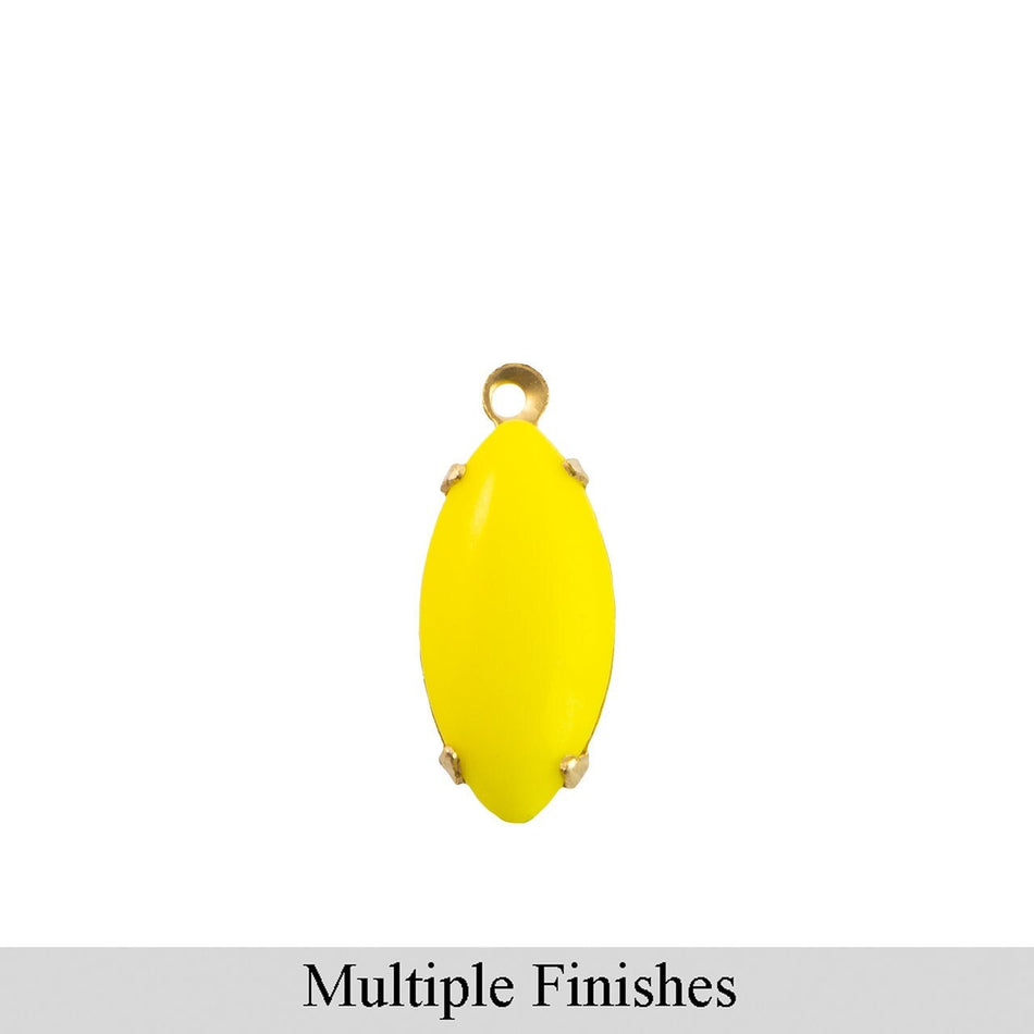 15x7mm Opaque Yellow Glass Navette Stone in 1 Loop Setting