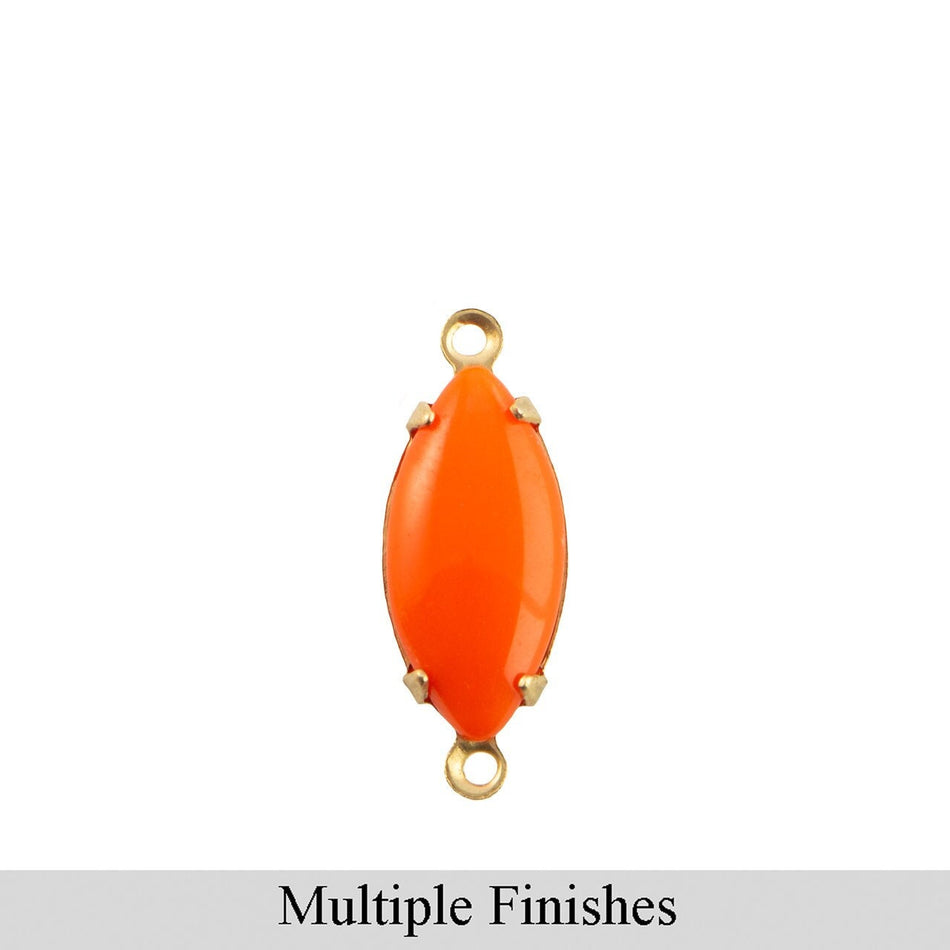 15x7mm Opaque Orange Glass Navette Stone in 2 Loop Setting