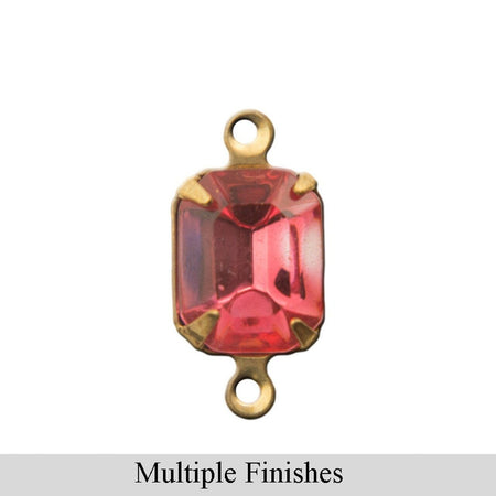 10x8mm Rose Faceted Glass Octagon Stone in 2 Loop Setting