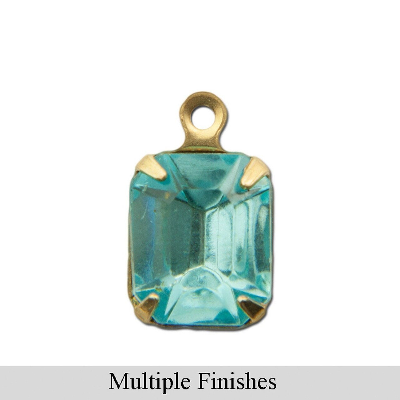 10x8mm Aquamarine Faceted Glass Octagon Stone in 1 Loop Setting