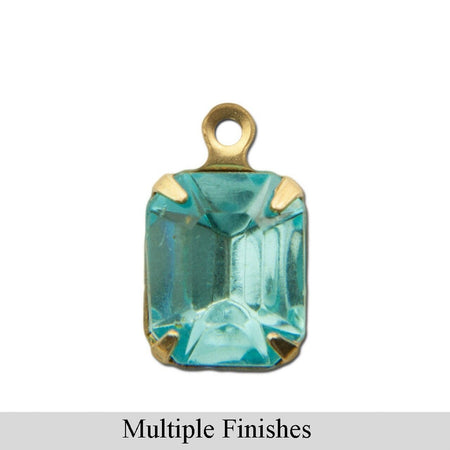 10x8mm Aquamarine Faceted Glass Octagon Stone in 1 Loop Setting