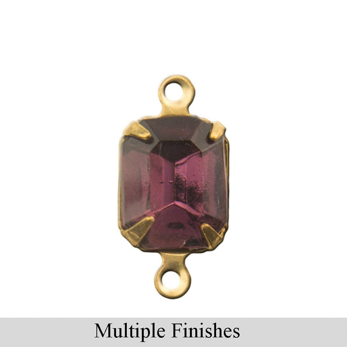 10x8mm Amethyst Faceted Glass Octagon Stone in 2 Loop Setting