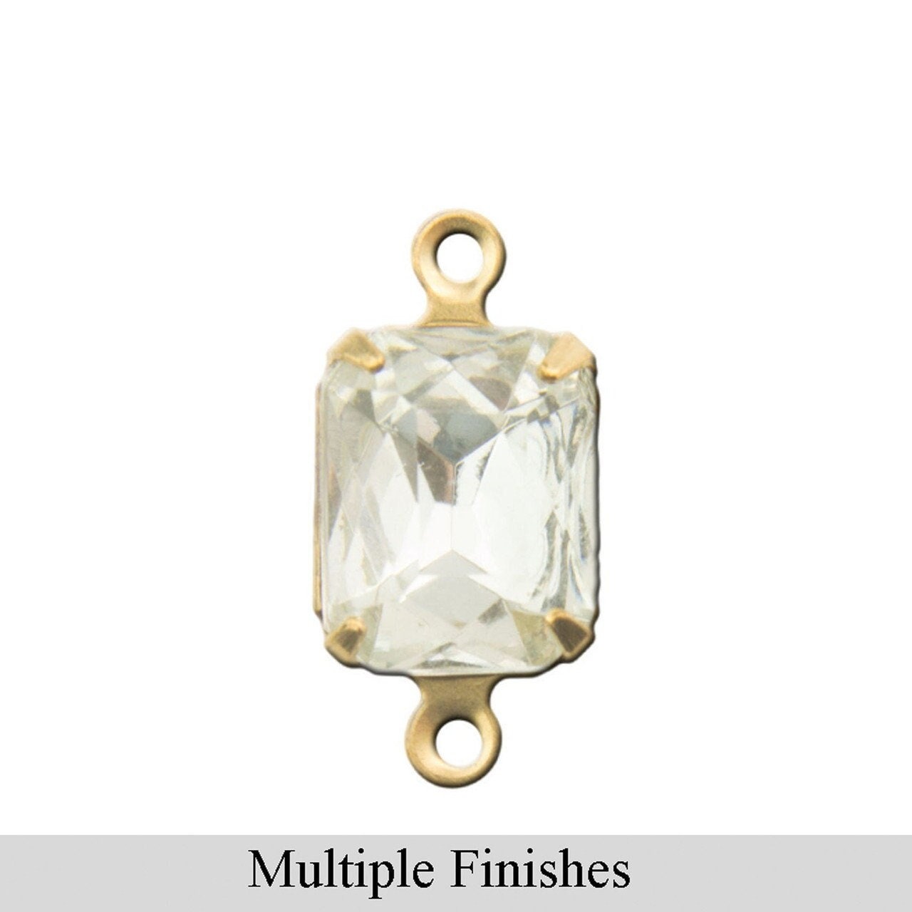 10x8mm Clear Faceted Glass Octagon Stone in 2 Loop Setting