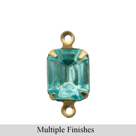 10x8mm Aquamarine Faceted Glass Octagon Stone in 2 Loop Setting