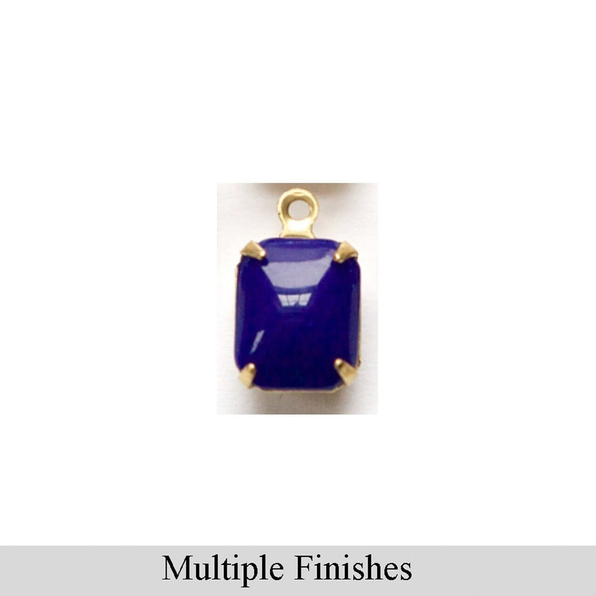 10x8mm Navy Glass Octagon Stone in 1 Loop Setting