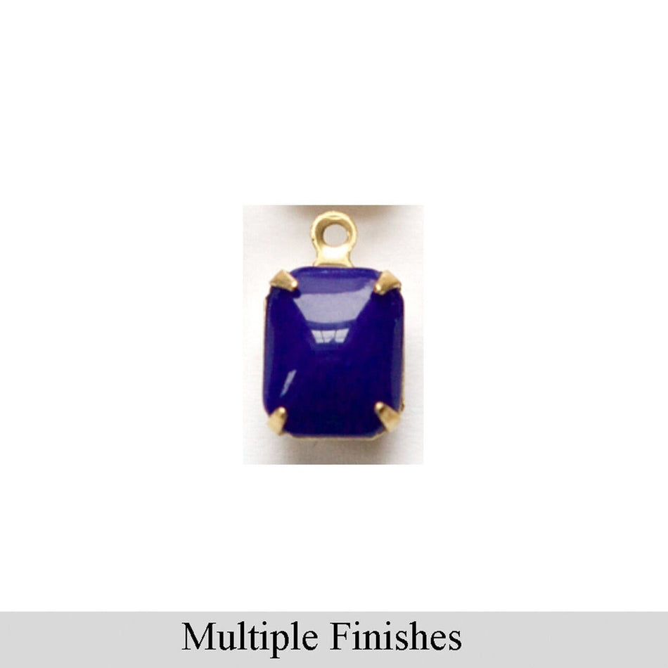 10x8mm Navy Glass Octagon Stone in 1 Loop Setting