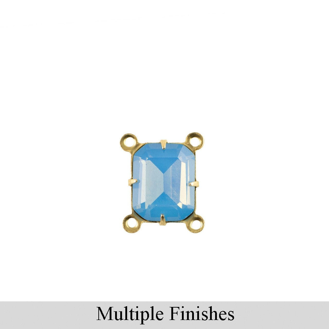 10x8mm Blue Opal Faceted Glass Octagon Stone in 4 Loop Setting