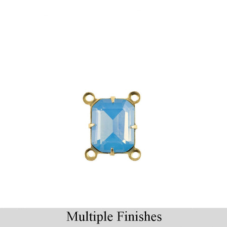 10x8mm Blue Opal Faceted Glass Octagon Stone in 4 Loop Setting