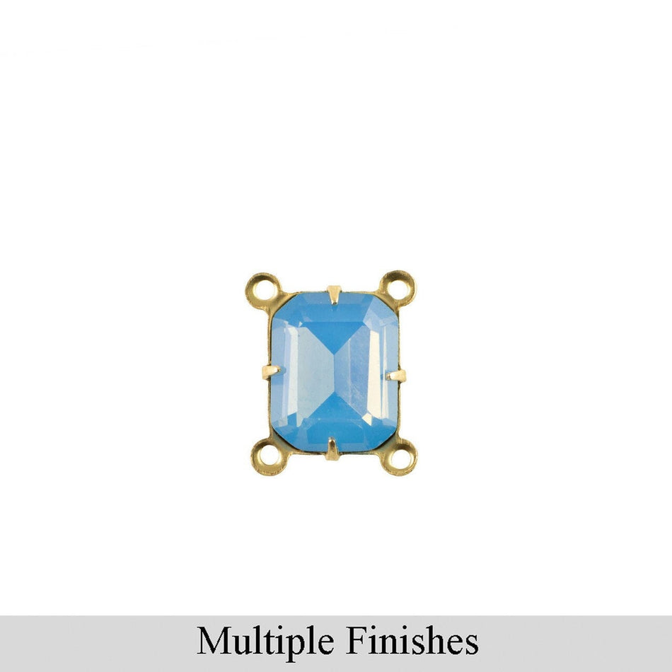 10x8mm Blue Opal Faceted Glass Octagon Stone in 4 Loop Setting