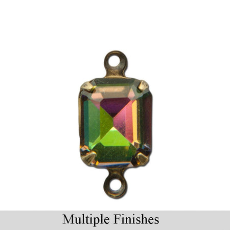 10x8mm Vitrail Faceted Glass Octagon Stone in 2 Loop Setting