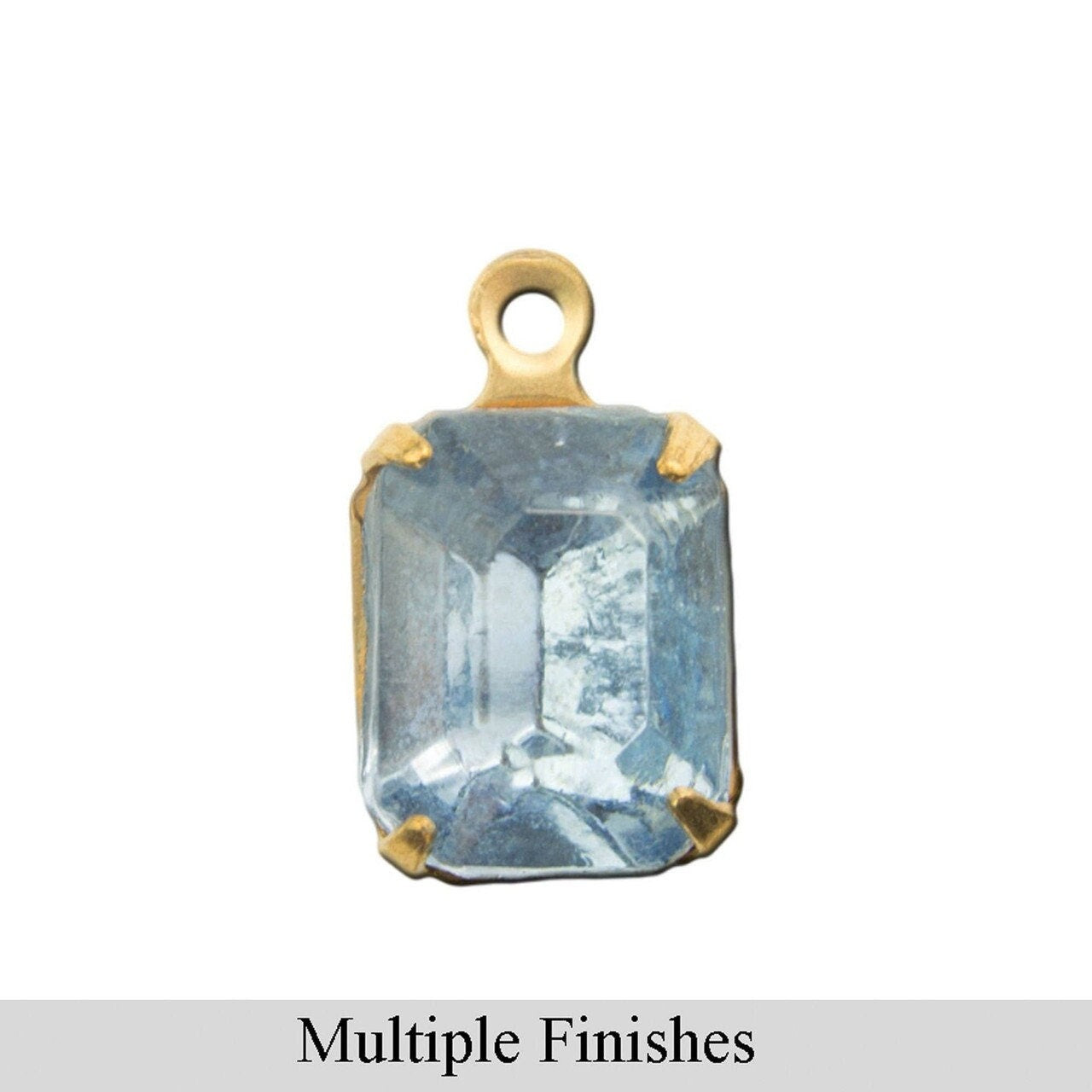 10x8mm Light Sapphire Faceted Glass Octagon Stone in 1 Loop Setting
