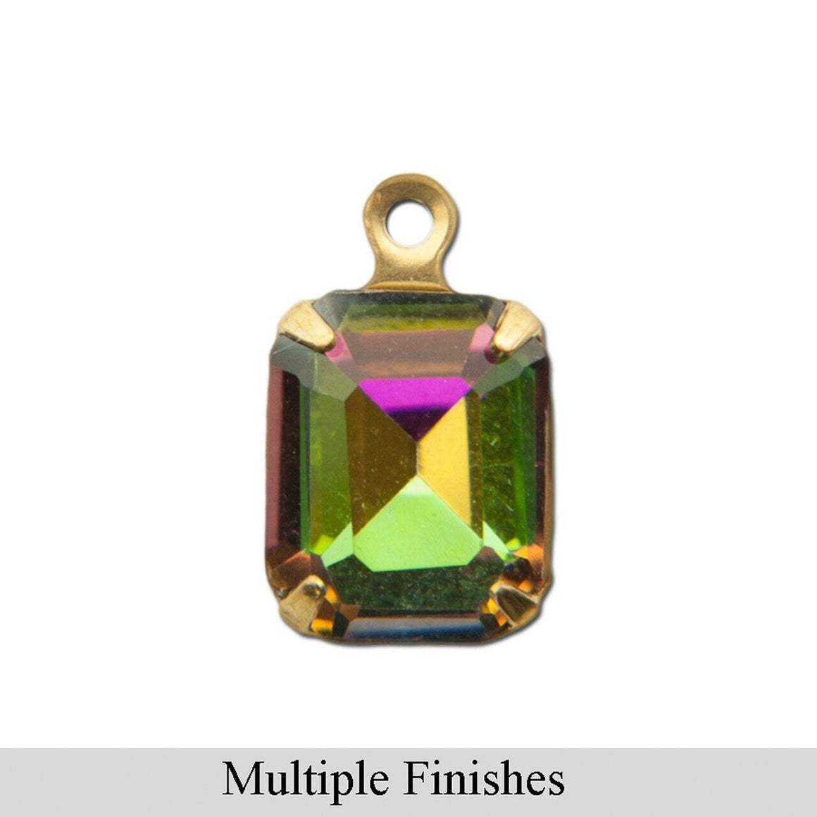 10x8mm Vitrail Faceted Glass Octagon Stone in 1 Loop Setting