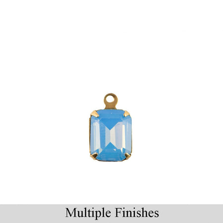 10x8mm Blue Opal Faceted Glass Octagon Stone in 1 Loop Setting