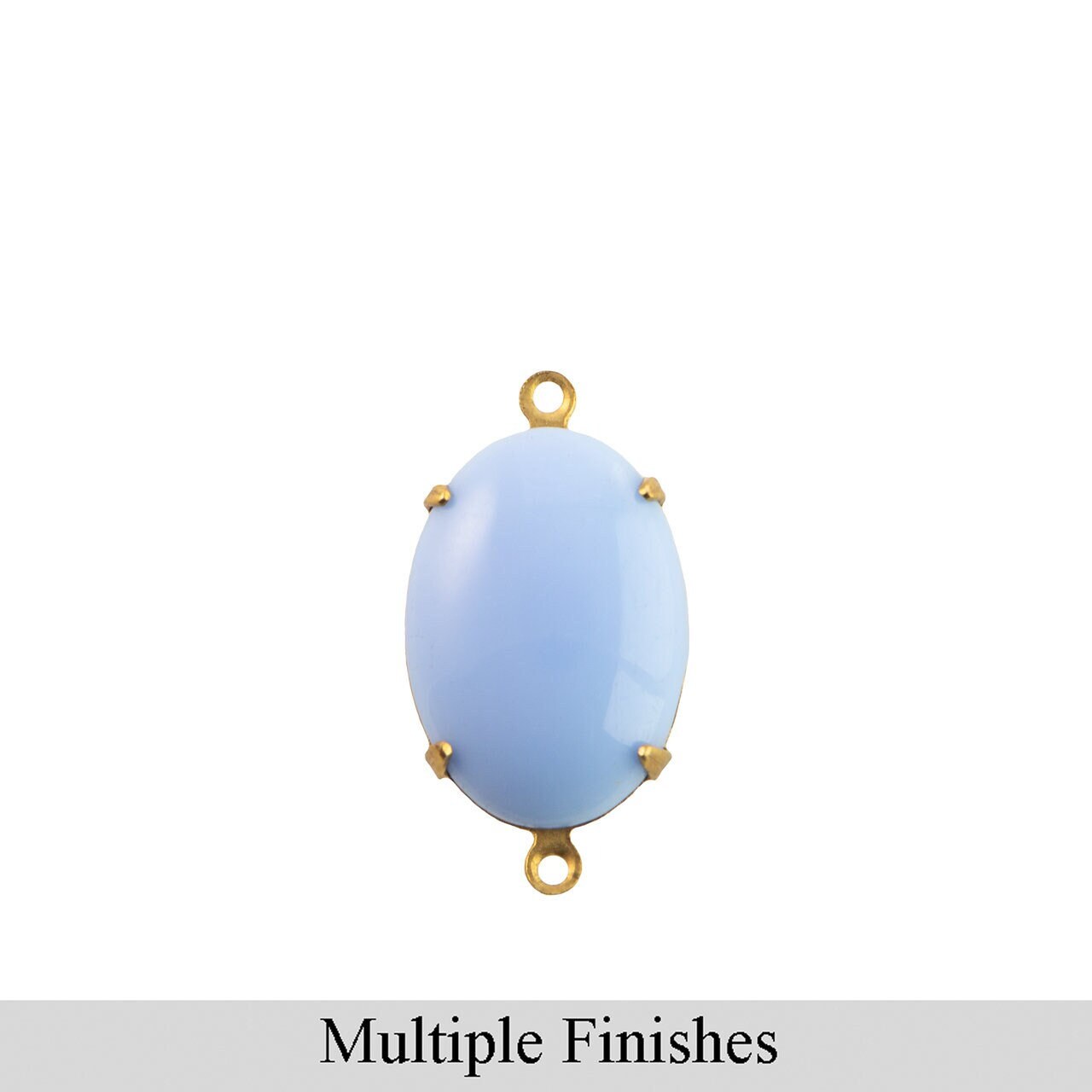 16x11mm Opaque Light Blue Glass Oval Stone in 2 Loop Setting