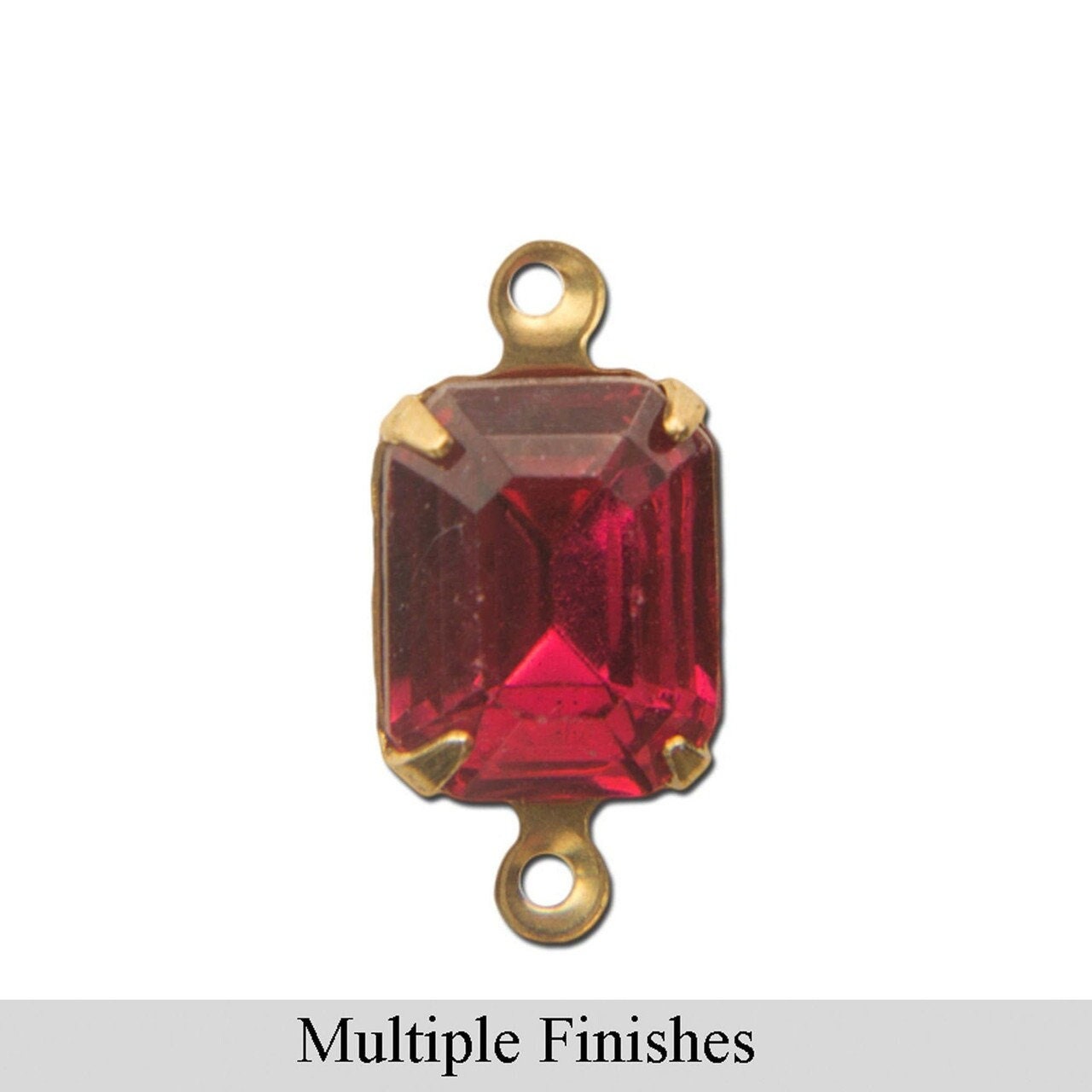 10x8mm Dark Rose Faceted Glass Octagon Stone in 2 Loop Setting