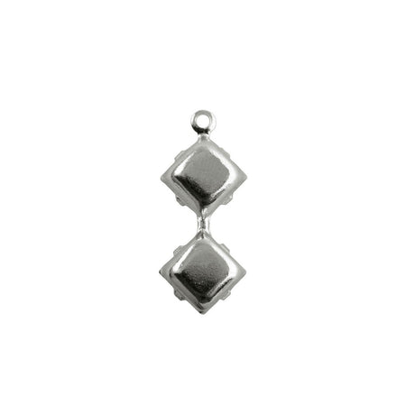 6mm Red Glass Square Stone in 1 Loop Double Setting