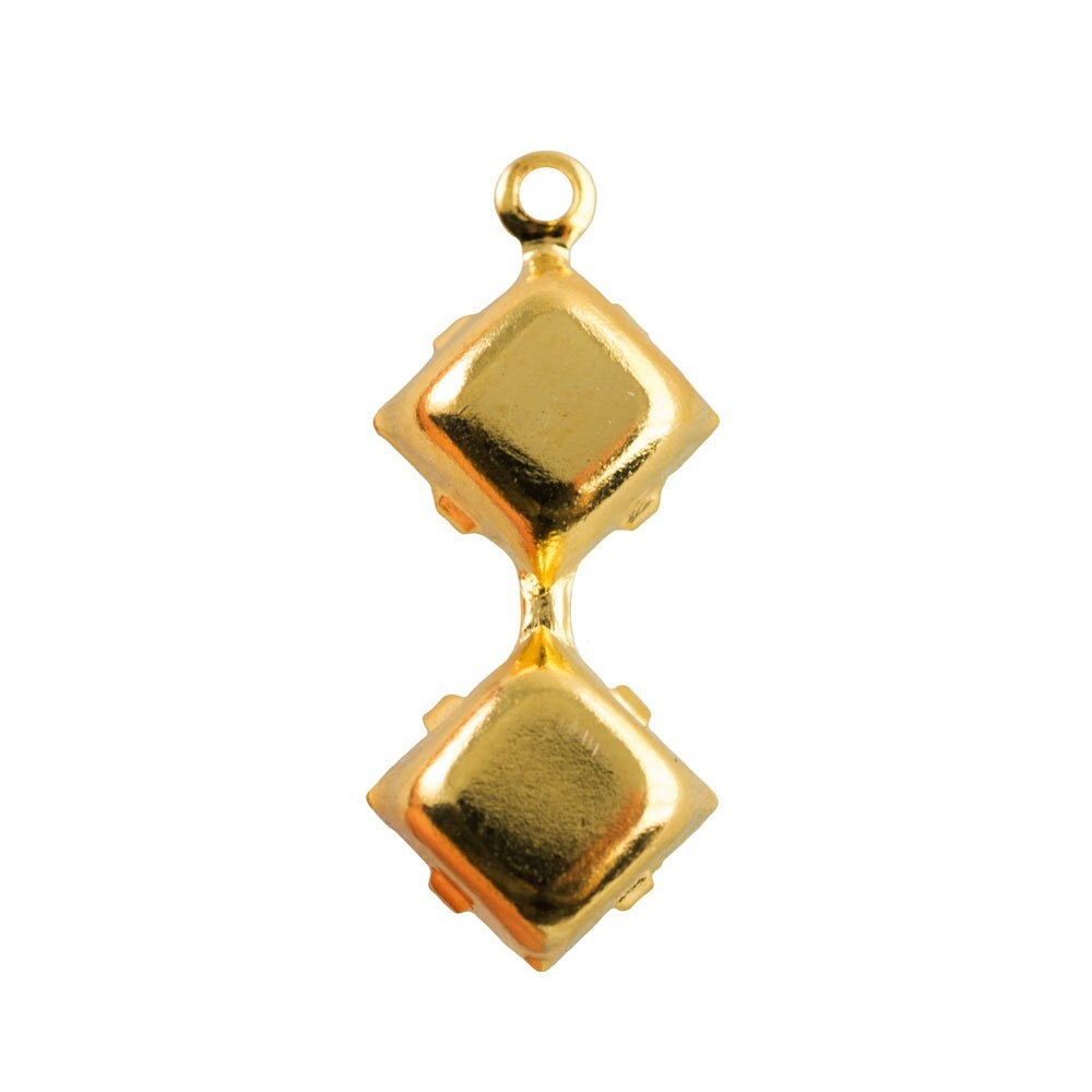 6mm Yellow Glass Square Stone in 1 Loop Double Setting