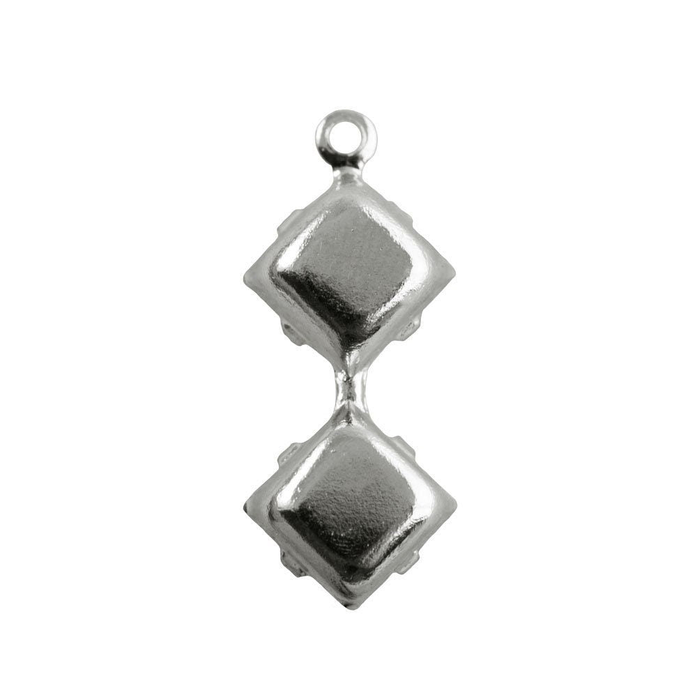 6mm Rose Opal Faceted Glass Square Stone in 1 Loop Double Setting