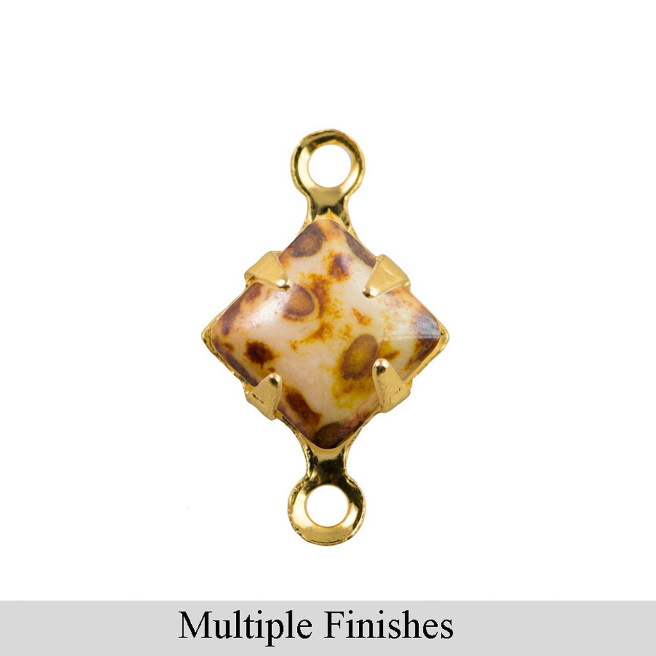 6mm Light Pink Picasso Glass Square Stone in 2 Loop Setting