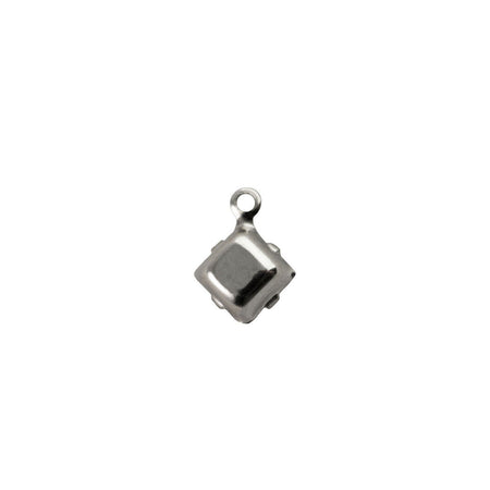6mm White Moonglow Glass Square Stone in 1 Loop Setting